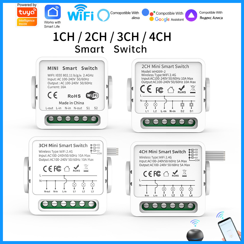 Tuya WiFi Smart Switch 1/2/3/4 - Smart Relay Tuya review and price